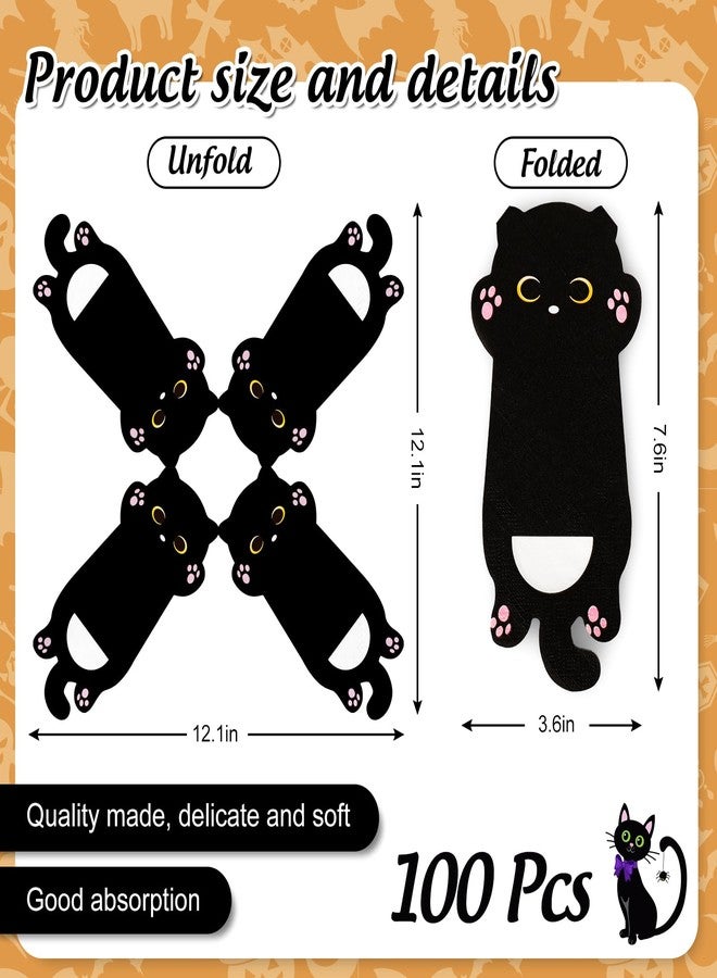 JarThenaAMCS مناديل ورقية من JarThenaAMCS، 100 قطعة، بتصميم قطة سوداء طويلة، مناديل كرتونية لطيفة للاستخدام مرة واحدة، مثالية للهالوين وأعياد الميلاد والعطلات وحفلات العشاء. - Image 2